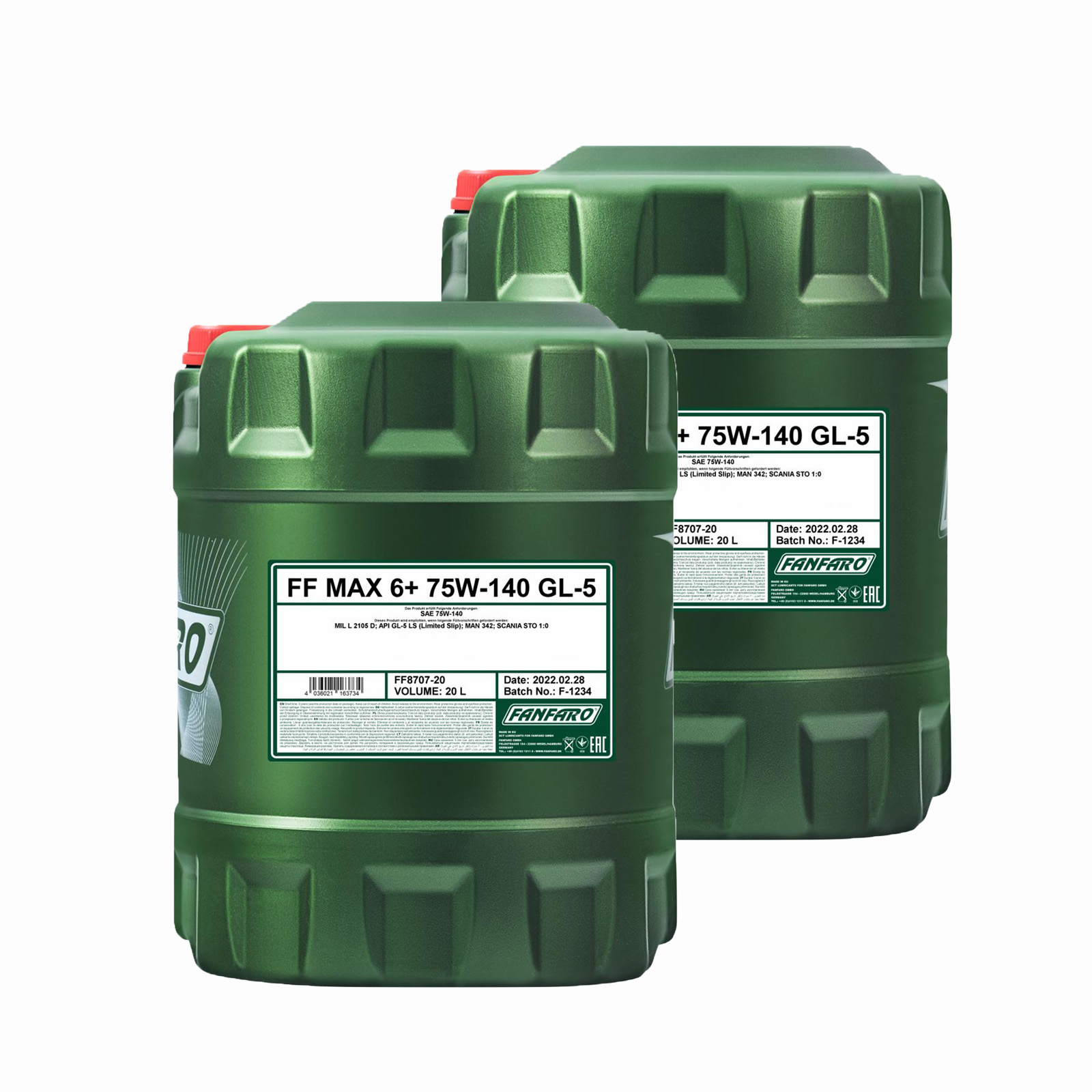 40 Liter (2x20) FANFARO MAX 6+ 75W-140 GL-5 API GL5 LS Getriebeöl MIL-L-2105 D
