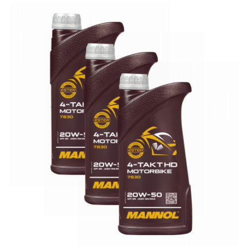 3L (3x1) MANNOL 7830 Motorbike 4-Takt 20W-50 API SN Motoröl Motorradöl