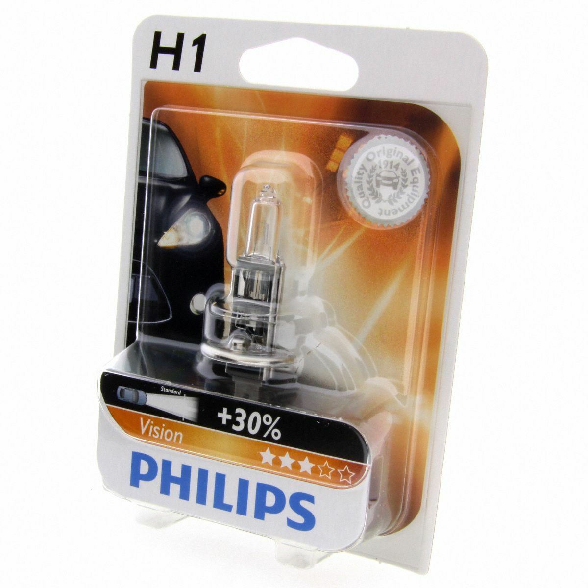 H1 Philips Vision Halogenlampe bis zu 30% mehr Licht 12258PR Blister 1 Stück