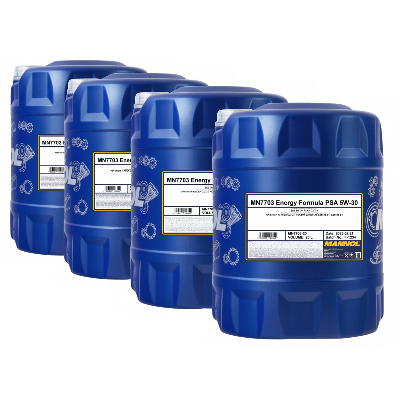 80 Liter (4x20) MANNOL Energy Formula PSA MN7703 Motoröl 5W-30 API SN/CH-4