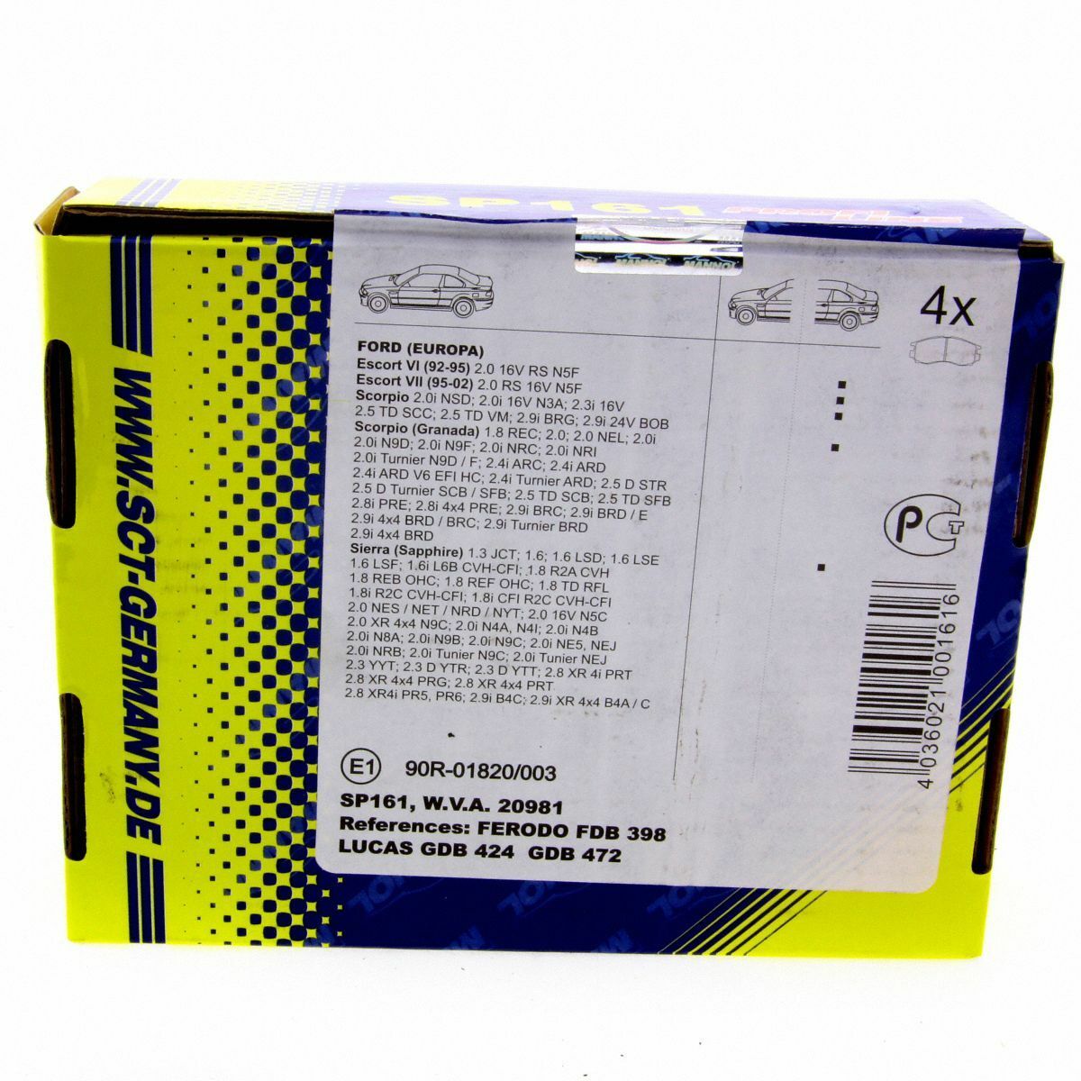 *** SCT Bremsbeläge SP 161 PR Bremsklötze Bremsbelagsatz hinten passend für Ford