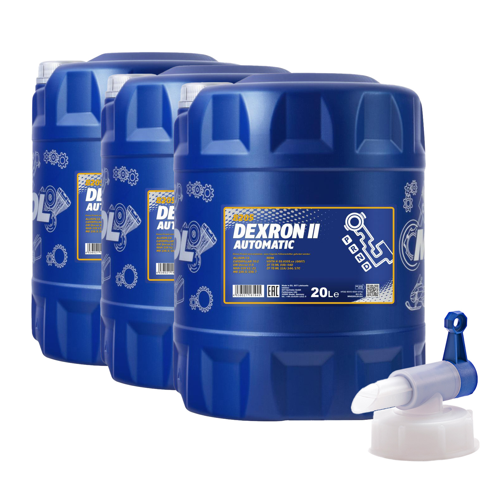 60 Liter (3x20) MANNOL Automatic ATF Dexron II 8205 Getriebeöl + Ablasshahn