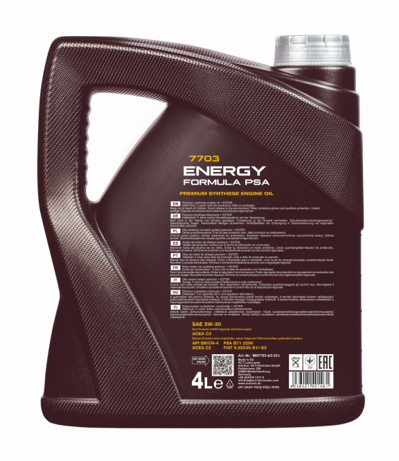 16 Liter (4x4) MANNOL Energy Formula PSA MN7703 Motoröl 5W-30 API SN/CH-4