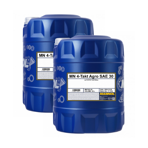 40 Liter (2x20) MANNOL 4-Takt Agro 7203 SAE 30 API SL Motoröl für Gartengeräte