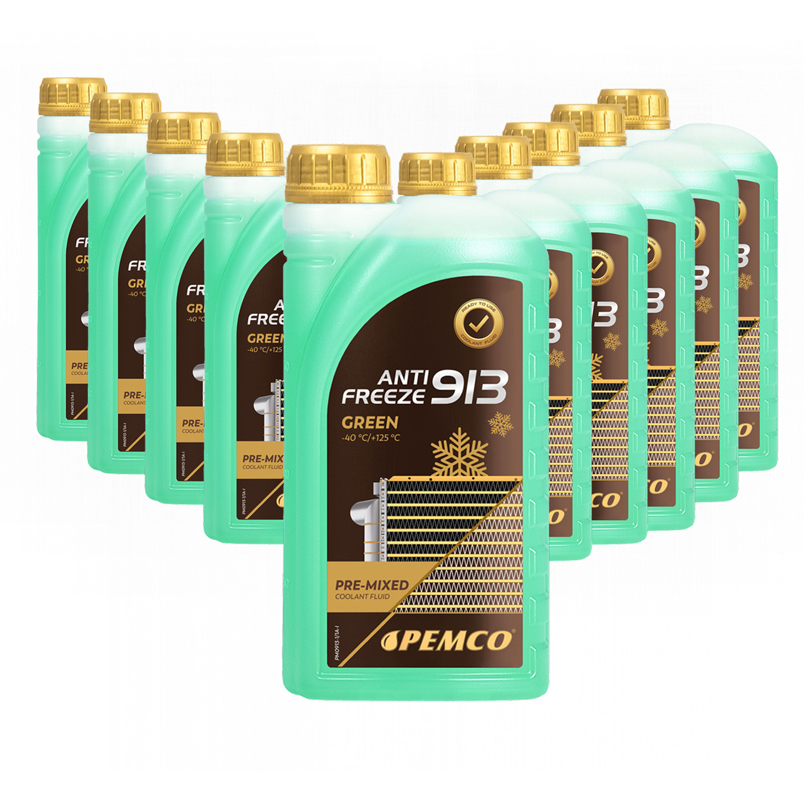 10 Liter (10x1) PEMCO Antifreeze 913 (-40 °C) Kühlerfrostschutz G13 grün 10 Liter (10x1) PEMCO Antifreeze 913 (-40 °C) Kühlerfrostschutz G13 grün