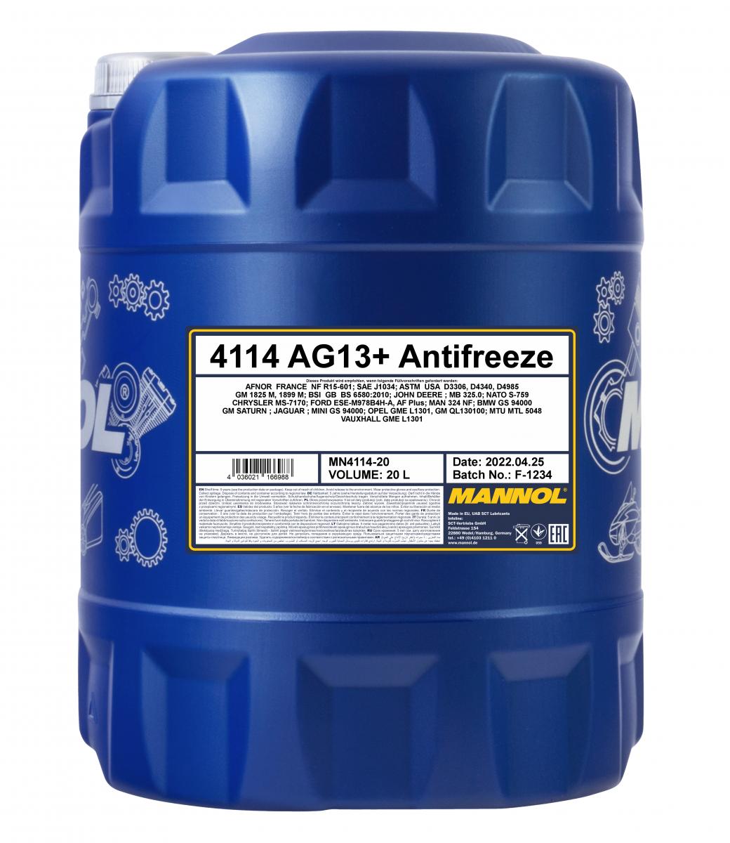 20 Liter MANNOL Antifreeze AG13+ Advanced Kühlflüssigkeit Konzentrat gelb