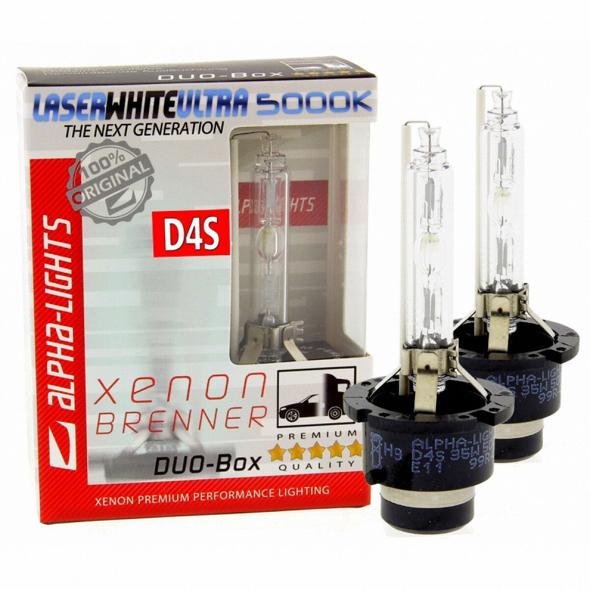 ALPHA-Lights Laser White Ultra D4S 5000K Xenon Brenner 35W 2 Lampen DUO-Set