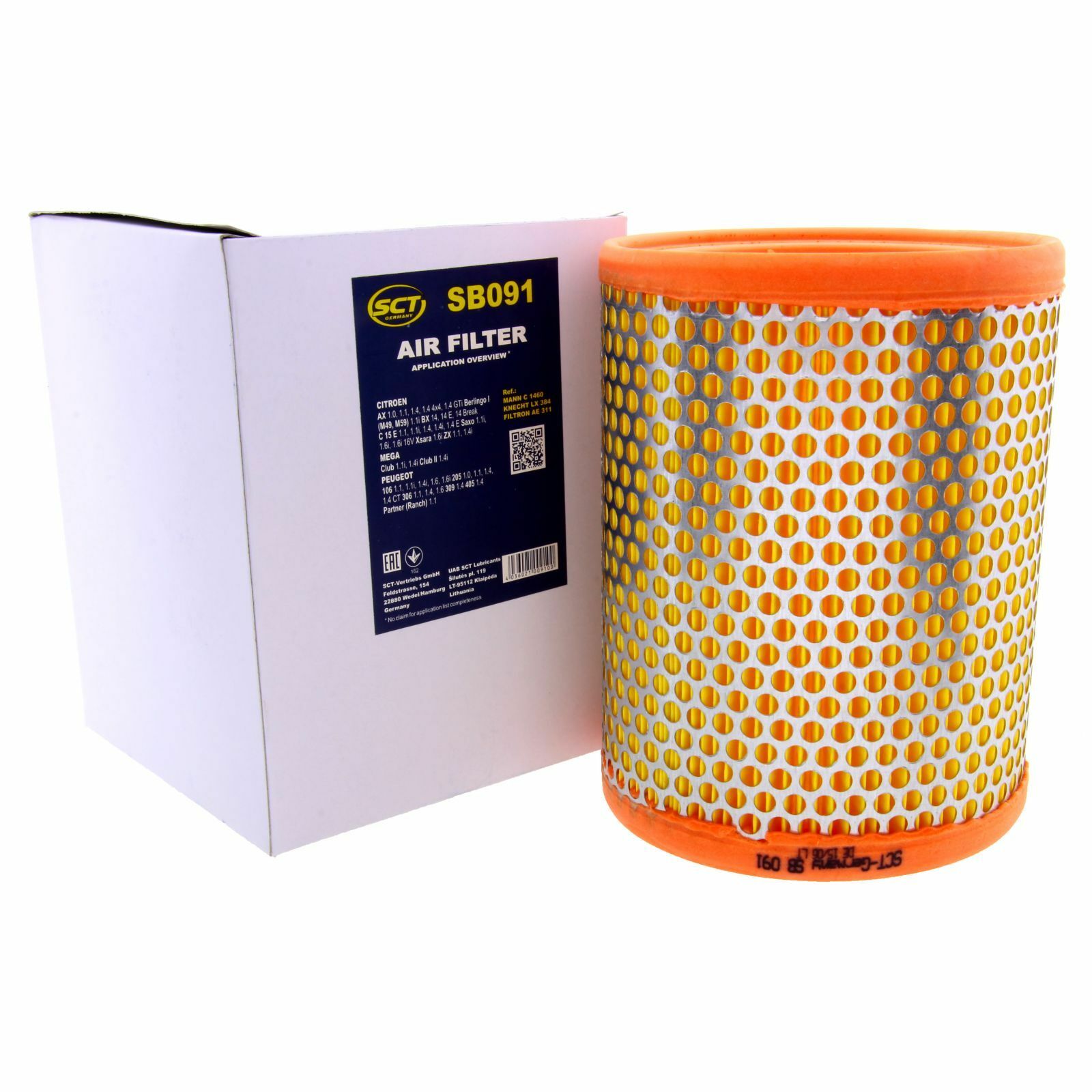 SCT Luftfilter Fahrzeugfilter SB091 Motorfilter Servicefilter passend für Citroen Peugeut