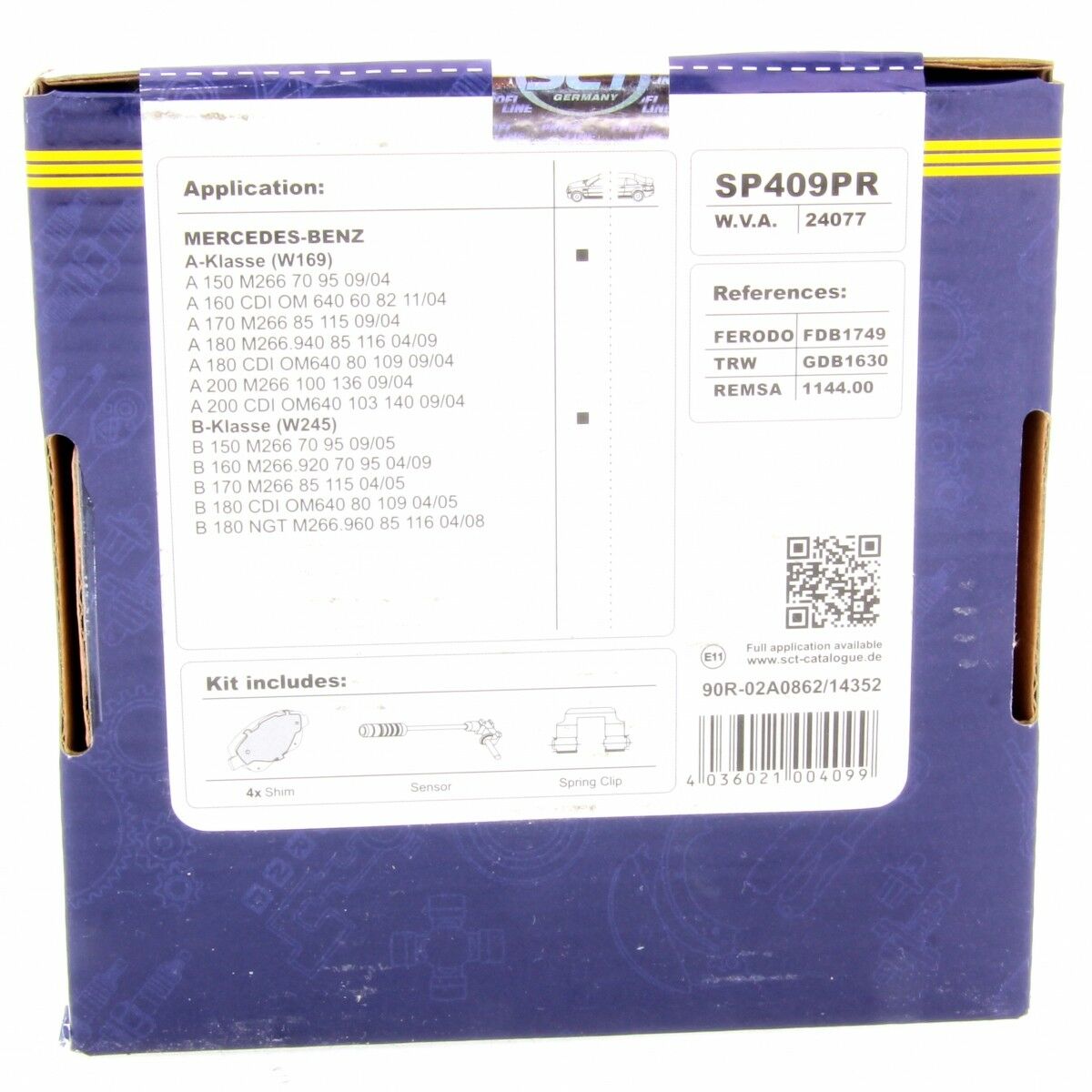 SCT Bremsbeläge SP409PR Bremsklötze Bremsbelagsatz Bremsen vorne Mercedes