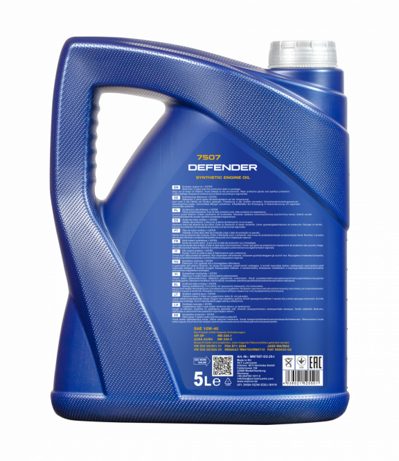 5 L Mannol 7507 Defender 10W-40 Motoröl API SN VW 505.00 MB229.1 + Motorflush