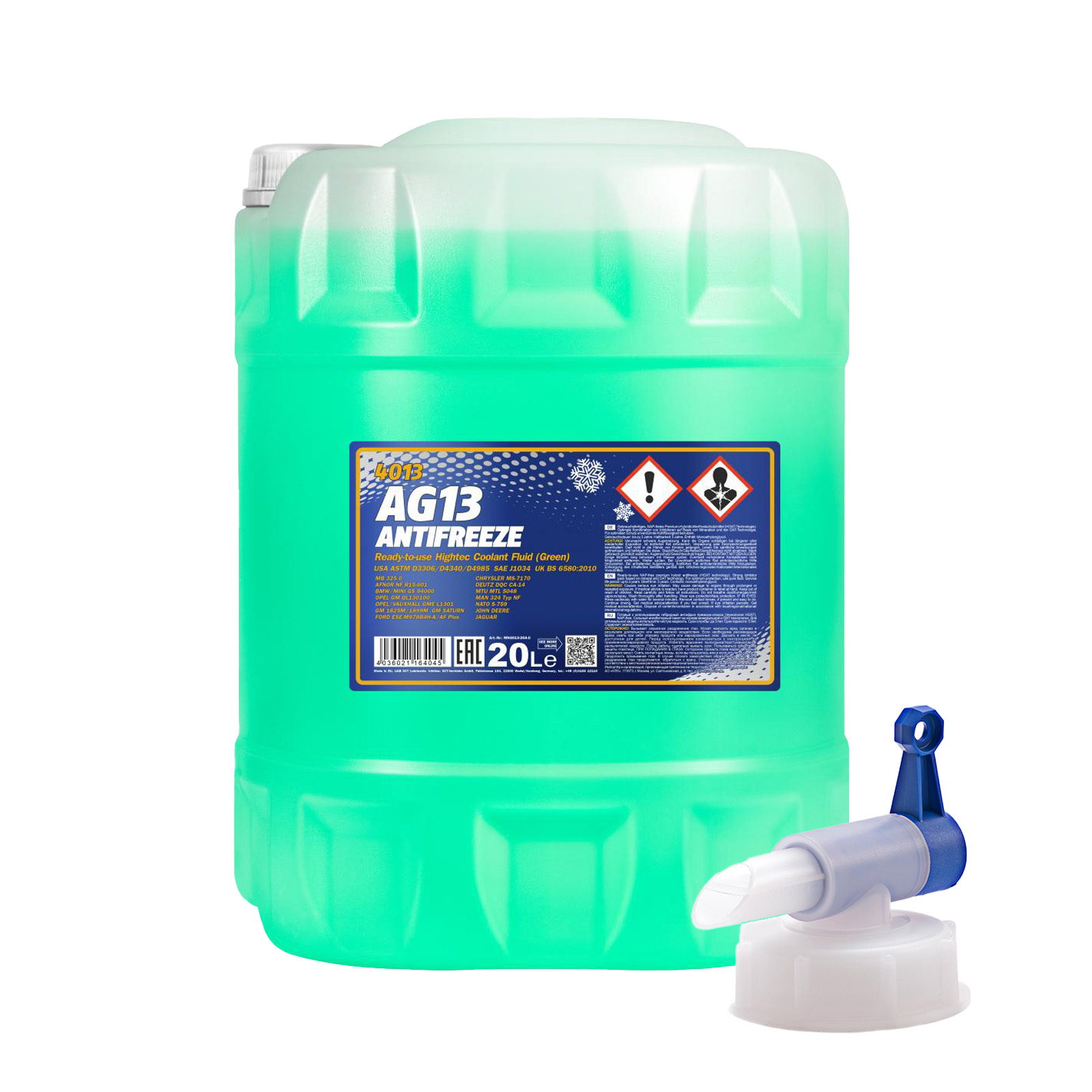 20 Liter MANNOL Kühlflüssigkeit Antifreeze AG13 -40°C +Auslaufhahn BMW , Ford