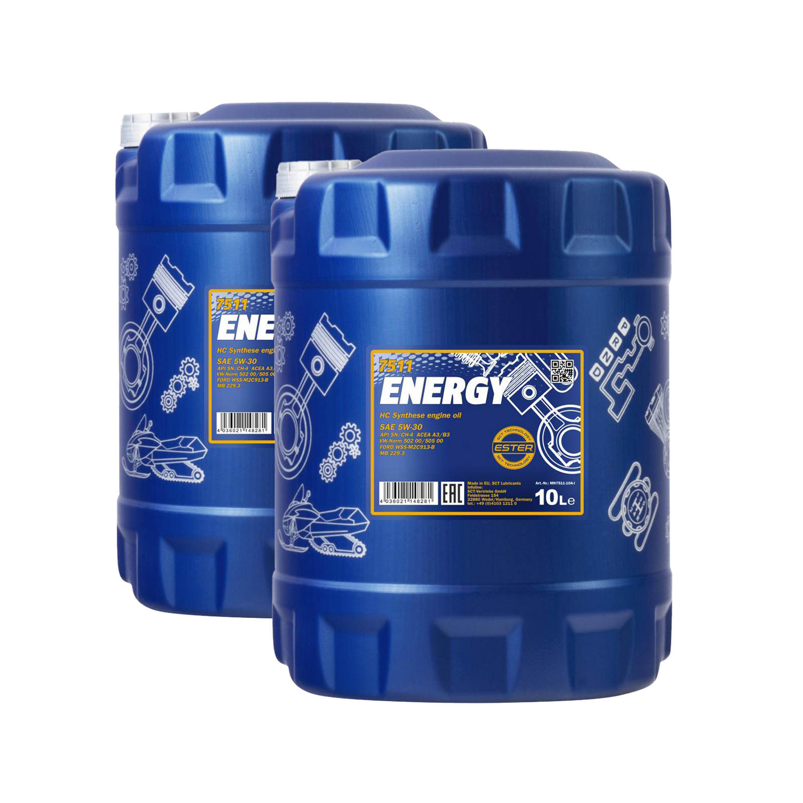 20 Liter (2x10) MANNOL Energy 5W-30 7511 API SN/CH-4 MB 229.3 A3/B4 Motoröl 