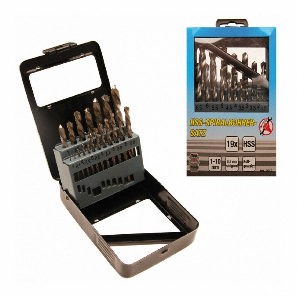Spiralbohrer-Kassette, HSS, 1-10 mm, 19-tlg. BGS technic Germany