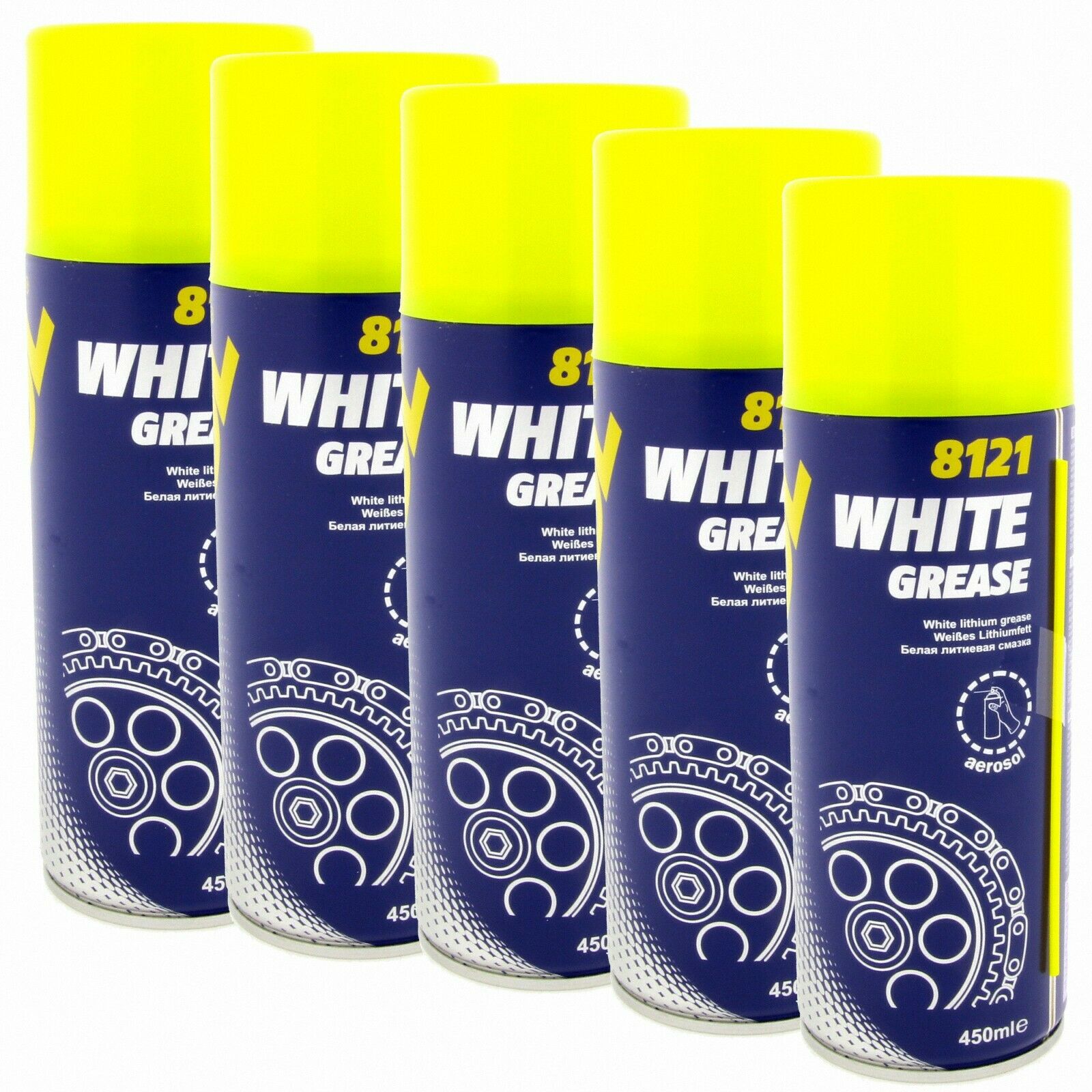 5x 0,45 Liter MANNOL 8121 White Grease Schmierfett Schmierstoffe