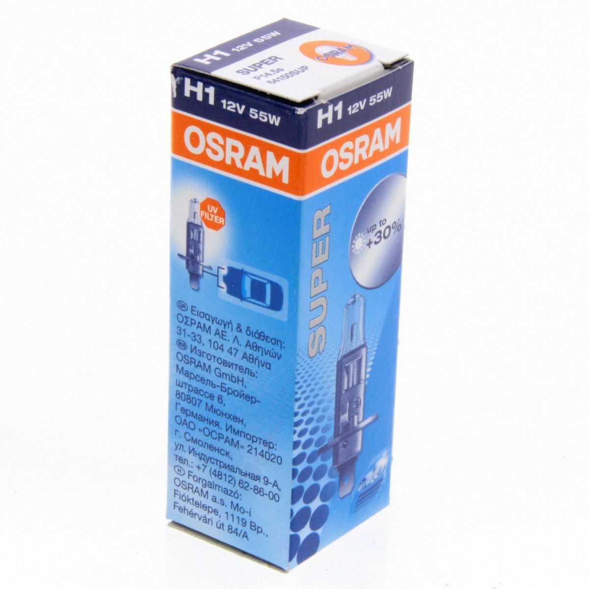 H1 OSRAM Super bis 30% mehr Licht Autolampe 64150SUP Single Box 1 Stück