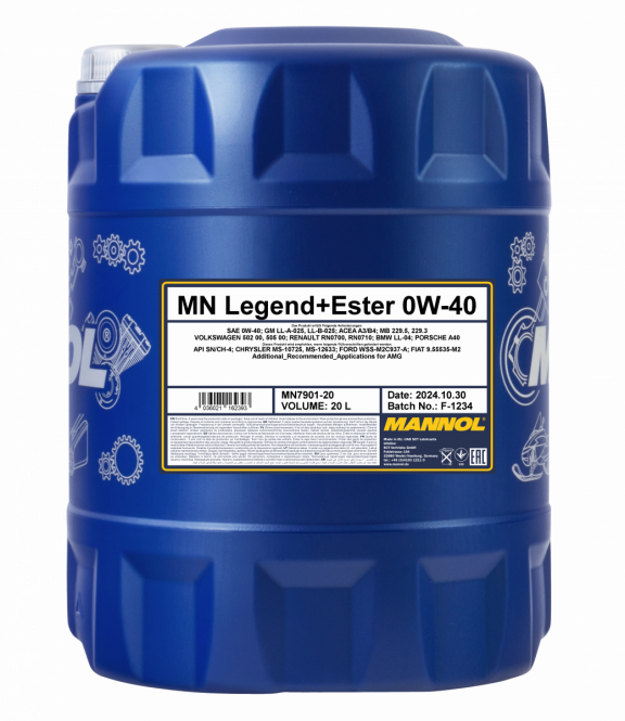 20 Liter MANNOL Legend Ester 0W-40 7901 SN/CH-4 ACEA A3/B4 Motoröl