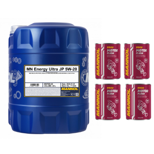 20 Liter MANNOL Energy Ultra JP 5W-20 API SP (RC) 7906 Motoröl + 4x Motor Flush