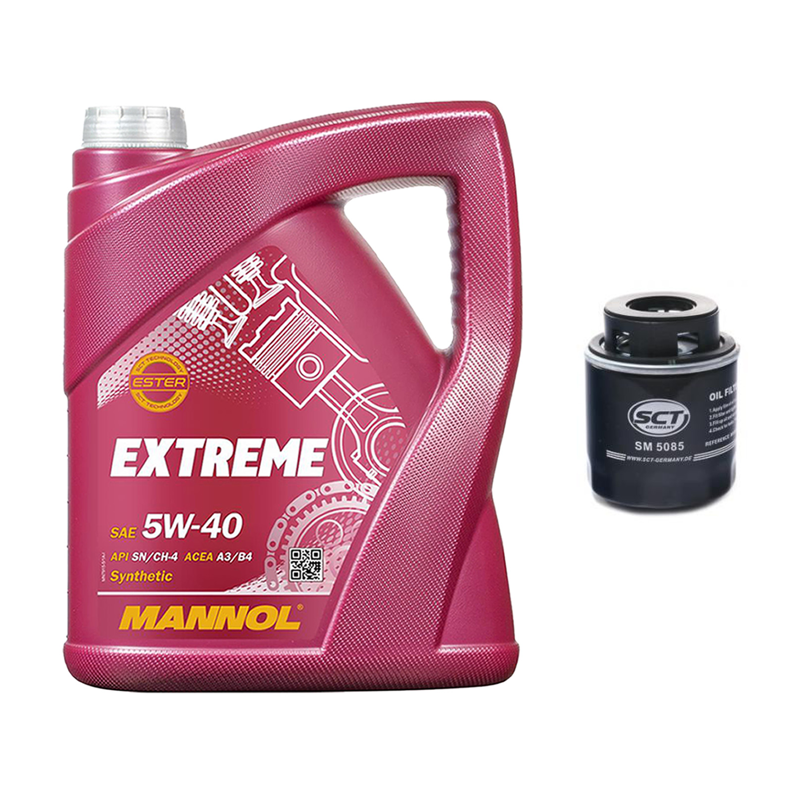 Inspektionskit MANNOL Extreme 5W-40 für Skoda Roomster 1.6 Fabia Superb 1.4 Tsi