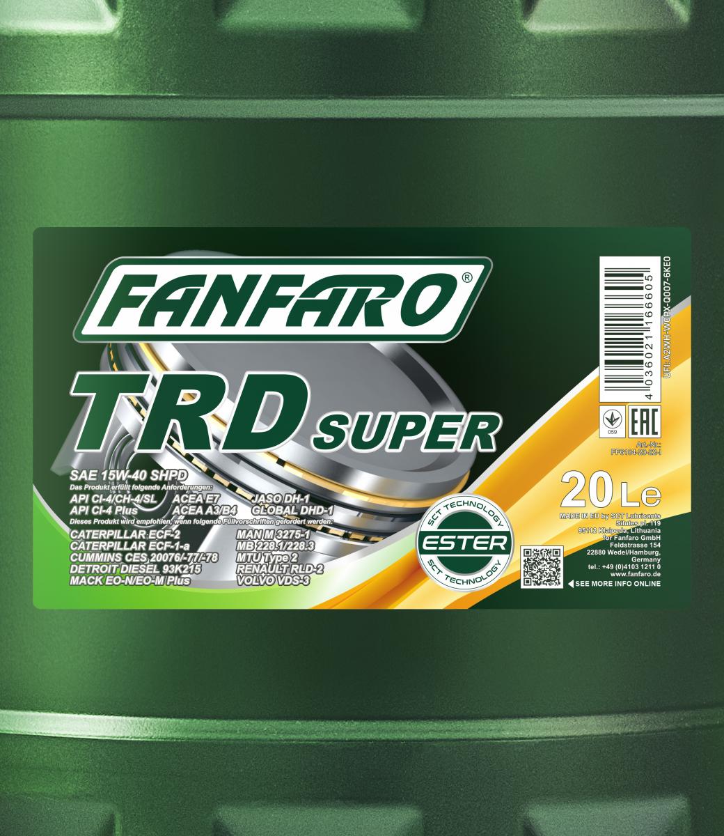 20L (1x20) FANFARO TRD Super SHPD 15W-40 API CI4 CH4 SL NKW Motoröl E7 A3 B4