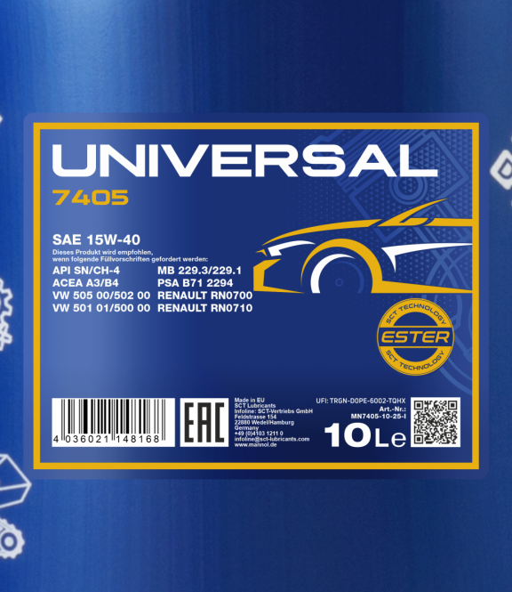 40 Liter (4x10) MANNOL Universal Motoröl 15W-40 API SN CH-4 15W40