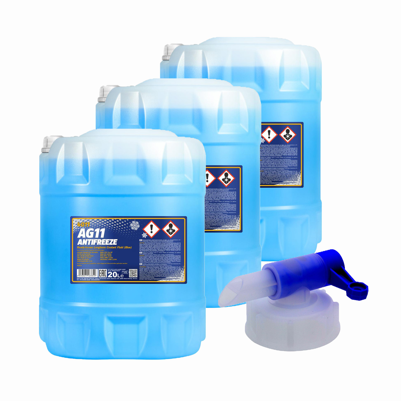 60 Liter MANNOL Kühlerfrostschutz AG11 blau -40° Kühlflüssigkeit+ Ablasshahn