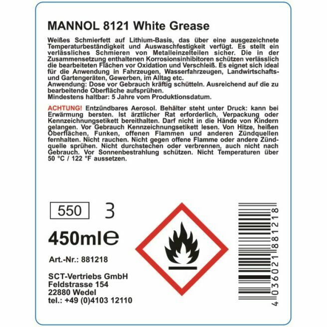 3x Weißes Fettspray Kettenspray Mineralfett 450ml MANNOL White Grease 8121