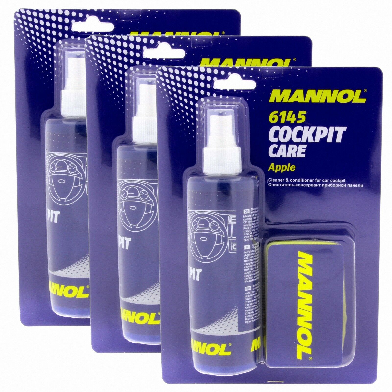 3x 250ml MANNOL 6145 Cockpit Care Apfel Konservierungsmittel Schutz