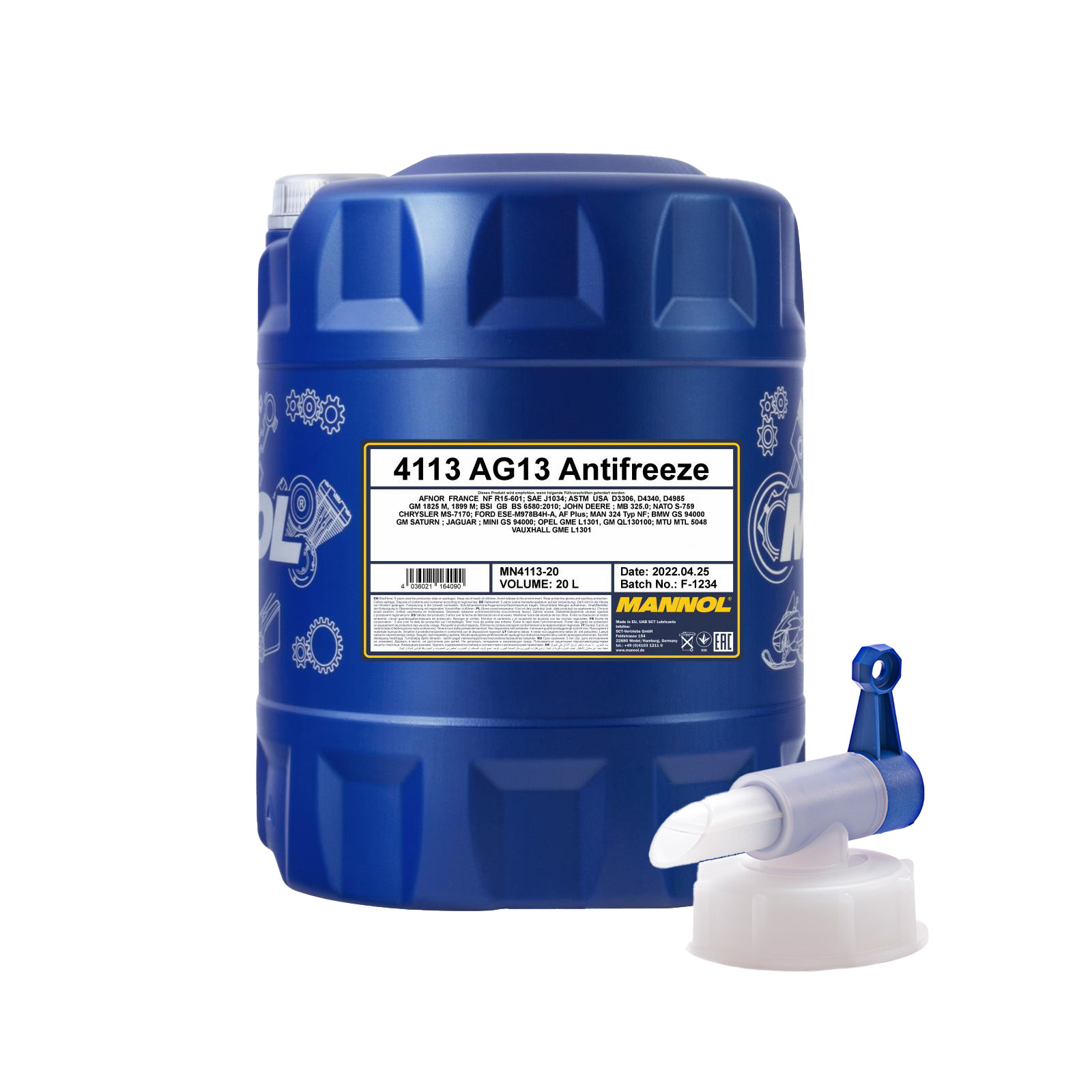 20 Liter MANNOL Hightec Antifreeze AG13 Kühlflüssigkeit 1x Ablasshahn 20 Liter MANNOL Hightec Antifreeze AG13 Kühlflüssigkeit 1x Ablasshahn