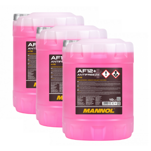 30L (3x10)MANNOL 4112 Longlife Antifreeze AF12+ Kühlerfrostschutz Konzentrat rot 3x10L