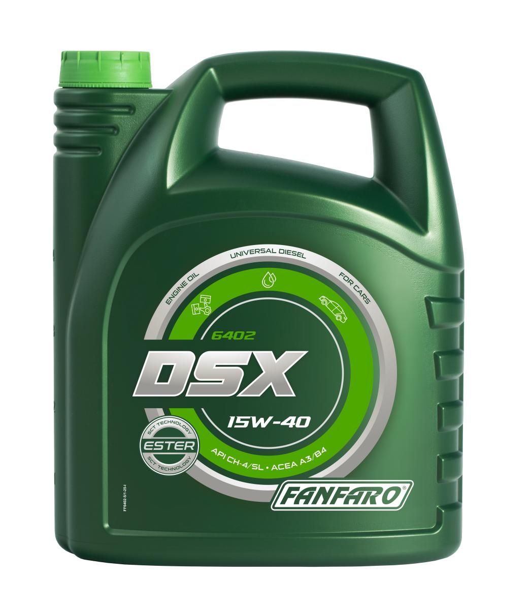 5 Liter FANFARO DSX 15W-40 CH-4/SL Motoröl E3 B3 A3 VW 505.00 501.00 MB 229.1