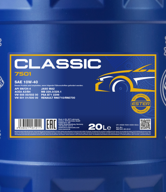 40 Liter MANNOL Classic 10W-40 MB 229.1 RENAULT RN0700 VW 502.00 VW 505.00