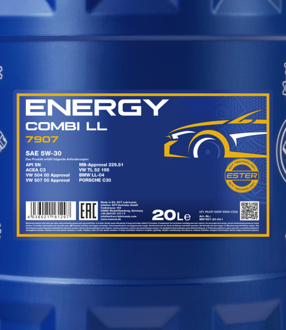 20 Liter MANNOL Energy Combi LL 5W-30 Longlife ÖL BMW LL04 MB 229.51 VW API SN