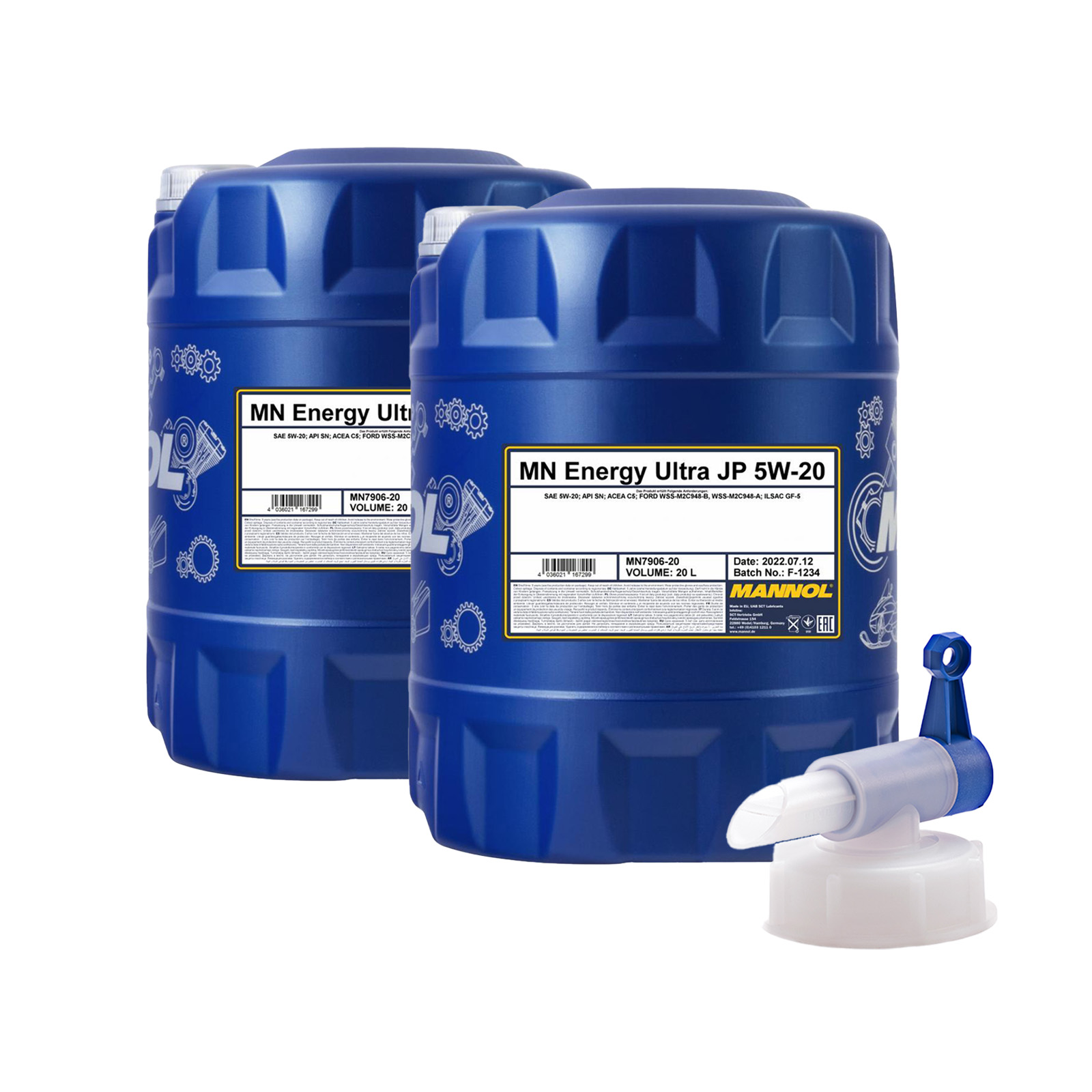 40 Liter (2x20) MANNOL Energy Ultra JP 5W-20 API SP (RC) Motoröl + Ablasshahn 40 Liter (2x20) MANNOL Energy Ultra JP 5W-20 API SP (RC) Motoröl + Ablasshahn