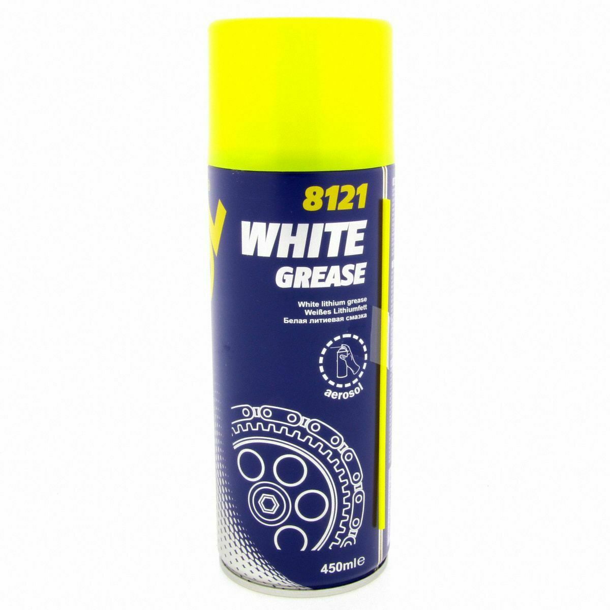5x Weißes Fettspray Kettenspray Mineralfett 450ml MANNOL White Grease 8121