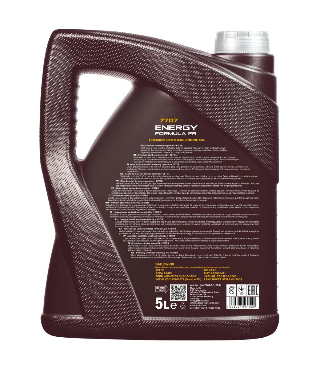 5 Liter MANNOL Energy Formula FR 7707 5W-30 API SP Motoröl + 1x Motor Flush