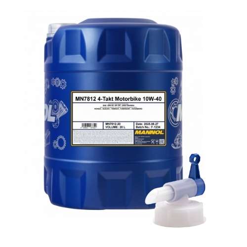 20 Liter MANNOL 4-Takt Motorbike 10W-40 7812 API SN Motorradöl + 1x Ablasshahn