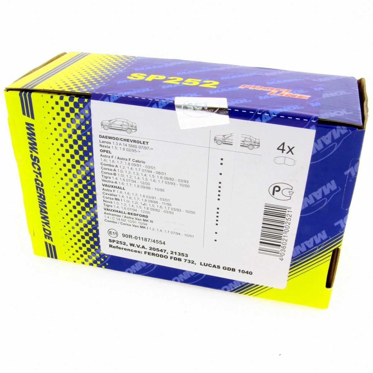 SCT Bremsbeläge SP252PR Bremsklötze Bremsbelagsatz Chevrolet Daewoo Opel vorne