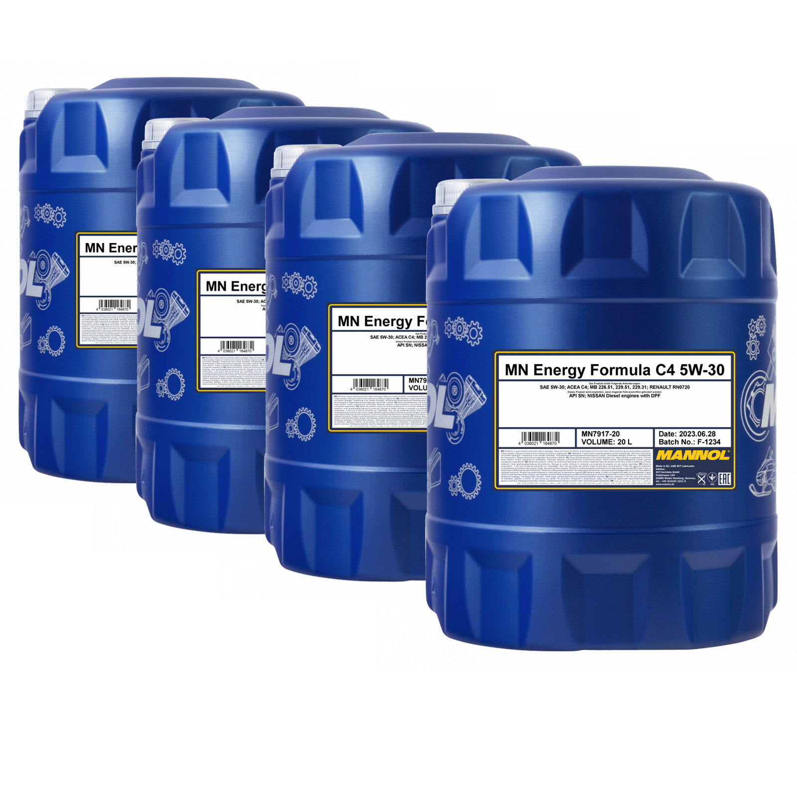 80 Liter (4x20) MANNOL Energy Formula C4 5W-30 7917 API SN ACEA C4