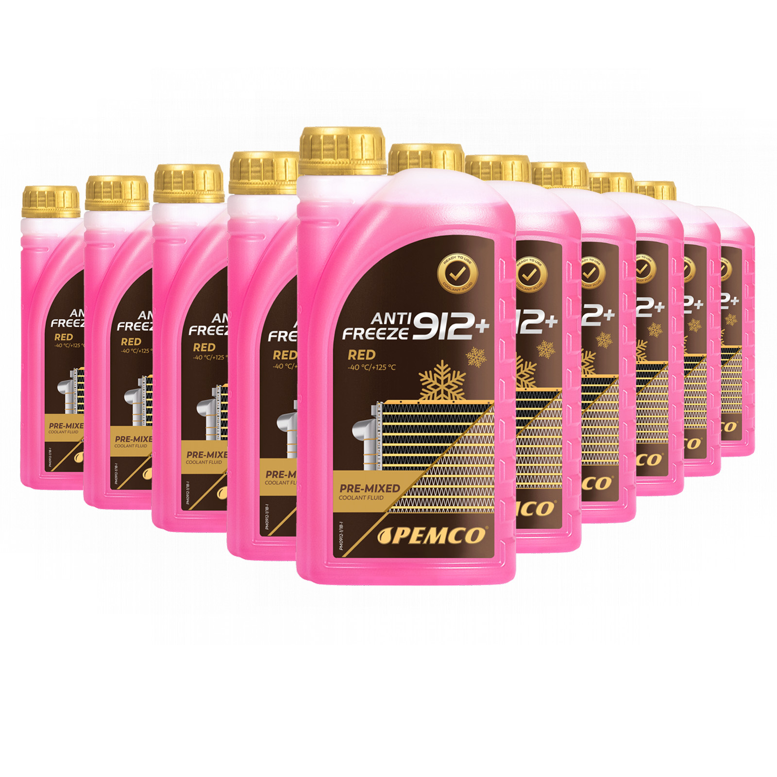10 Liter (10x1) PEMCO Antifreeze 912+ Kühlerfrostschutz bis -40C rot PM0912