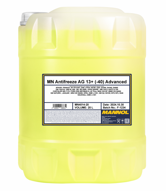 20 Liter MANNOL AG13+ Kühlflüssigkeit Antifreeze Fertiggemisch -40°C gelb G13+