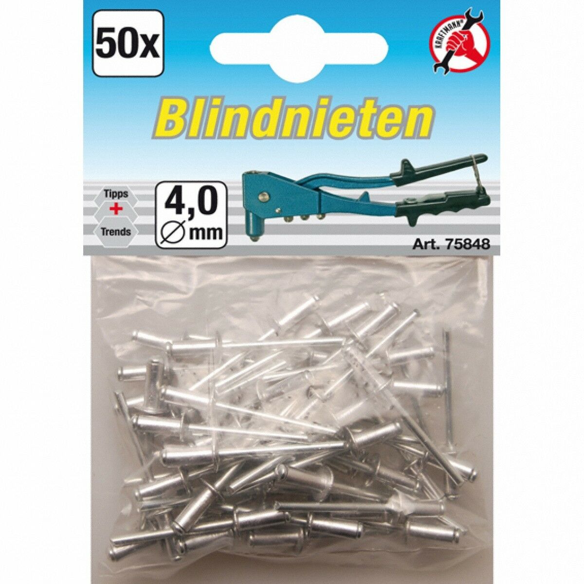 Blindnieten 4,0 mm, 50 Stück