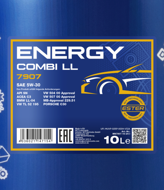 30 Liter (3x10) MANNOL Energy Combi LL 5W-30 API SN 5W30 VW BMW MERCEDES
