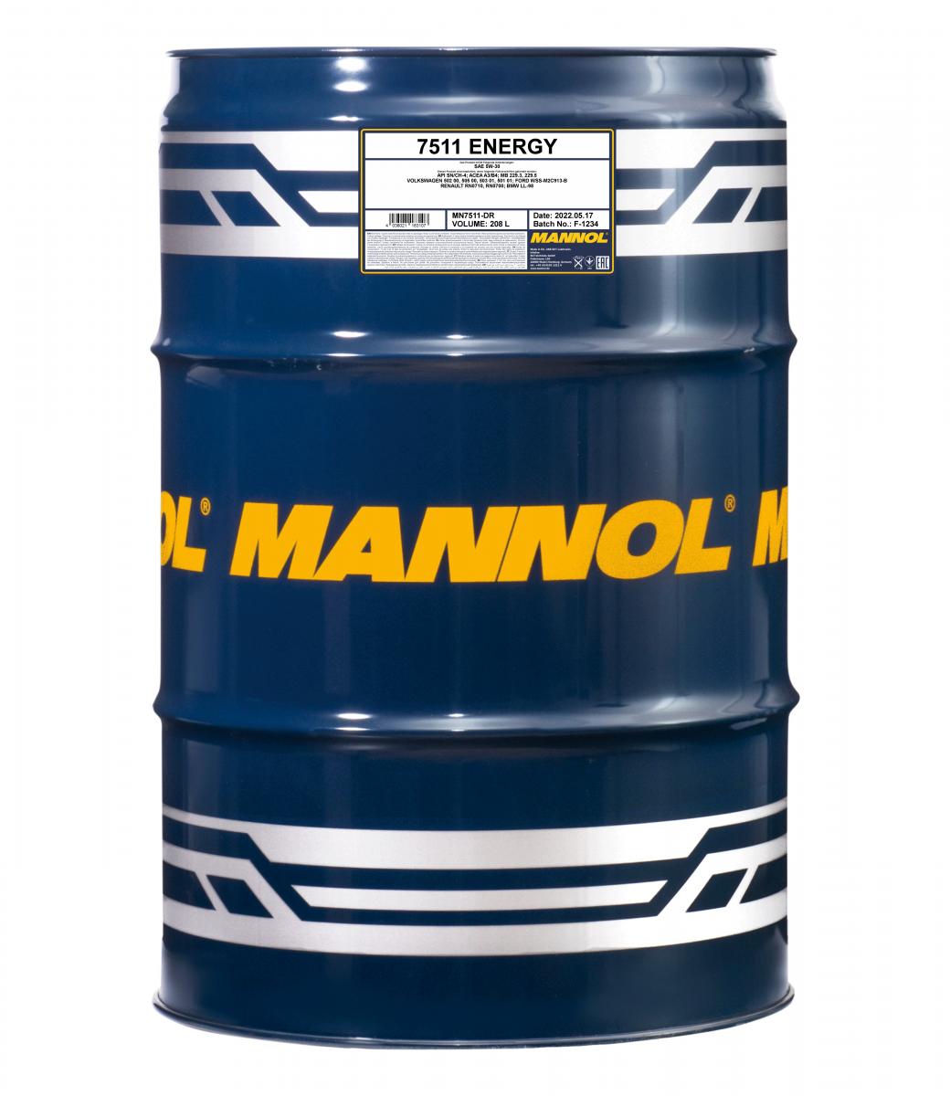 208 Liter MANNOL Energy 5W-30 7511 API SN/CH-4 MB 229.3 VW 502.00 A3/B4 Motoröl 