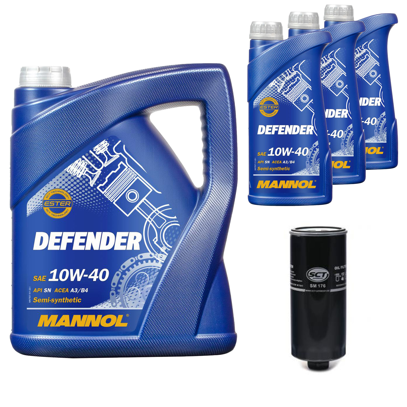Inspektionskit MANNOL Defender 10W-40 für Audi V8 4.2 Quattro A6 S6 100 S4 Plus