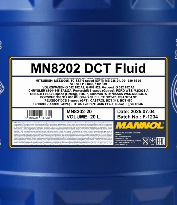 20 Liter MANNOL DSG Getriebeöl Doppelkupplung Getriebe Öl DCT Fluid 1x Ablasshahn