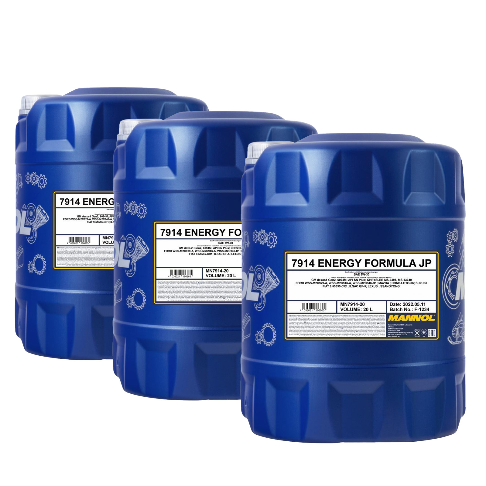 60 Liter (3x20) MANNOL Energy Formula JP 7914 5W-30 API SN Plus Motoröl 