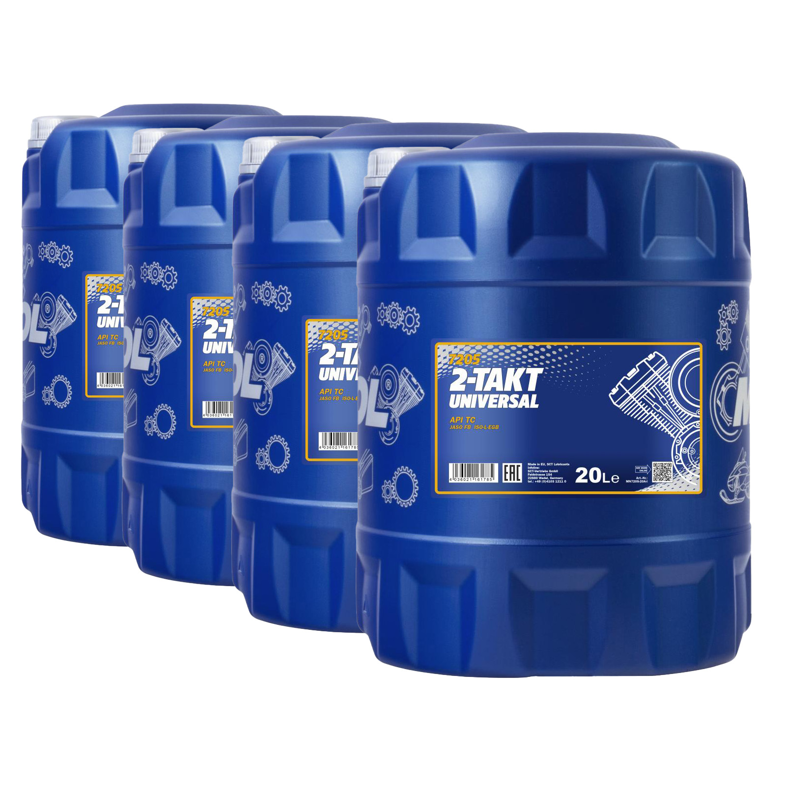 80 Liter (4x20) MANNOL 2-Takt Universal 7205 API TC JASO FB ISO L-EGD Motorradöl