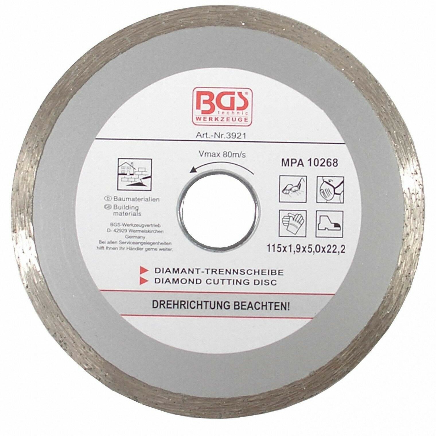 Vollrand-Trennscheibe für Trockenschnitt, 115 mm