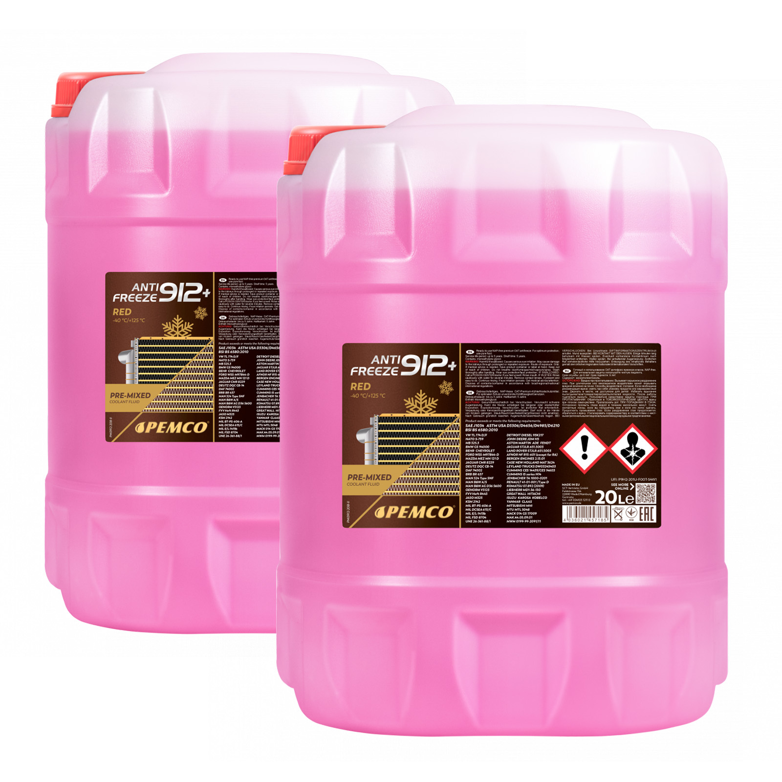 40 Liter (2x20) PEMCO Antifreeze 912+ Kühlerfrostschutz bis -40C rot PM0912 40 Liter (2x20) PEMCO Antifreeze 912+ Kühlerfrostschutz bis -40C rot PM0912