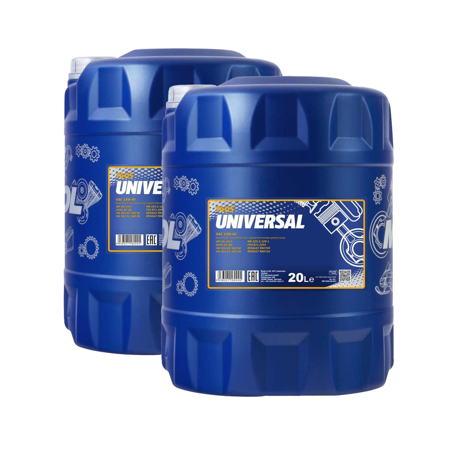 40 Liter MANNOL Universal Motoröl 15W-40  Motoröl API SN CH-4 4036021160245